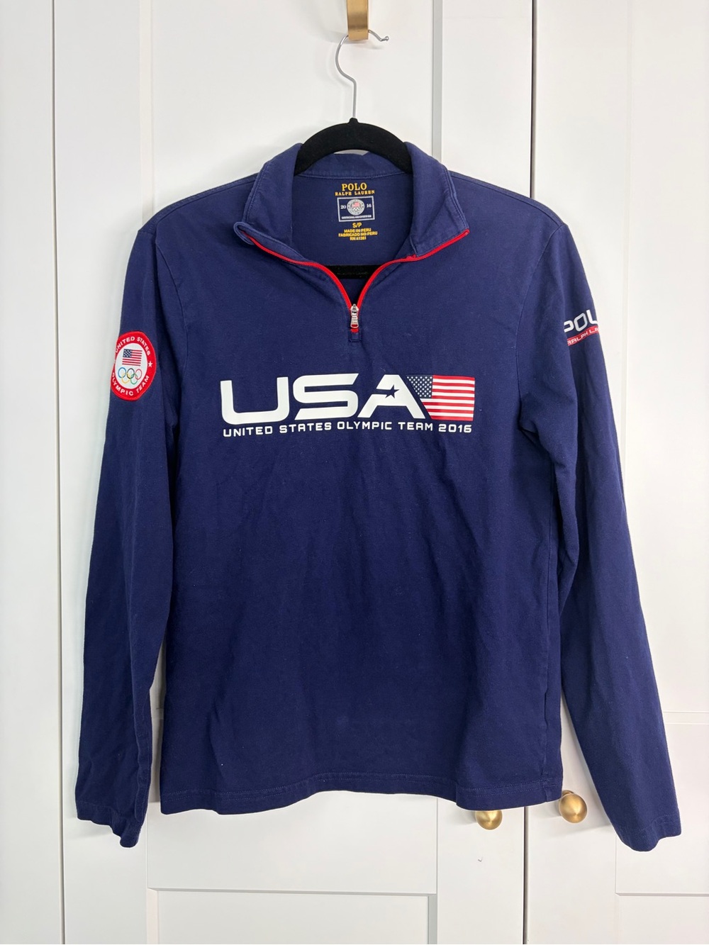 Polo Ralph Lauren USA 2016 Olympic Team 1/4 Zip Pullover - Navy & Red | S